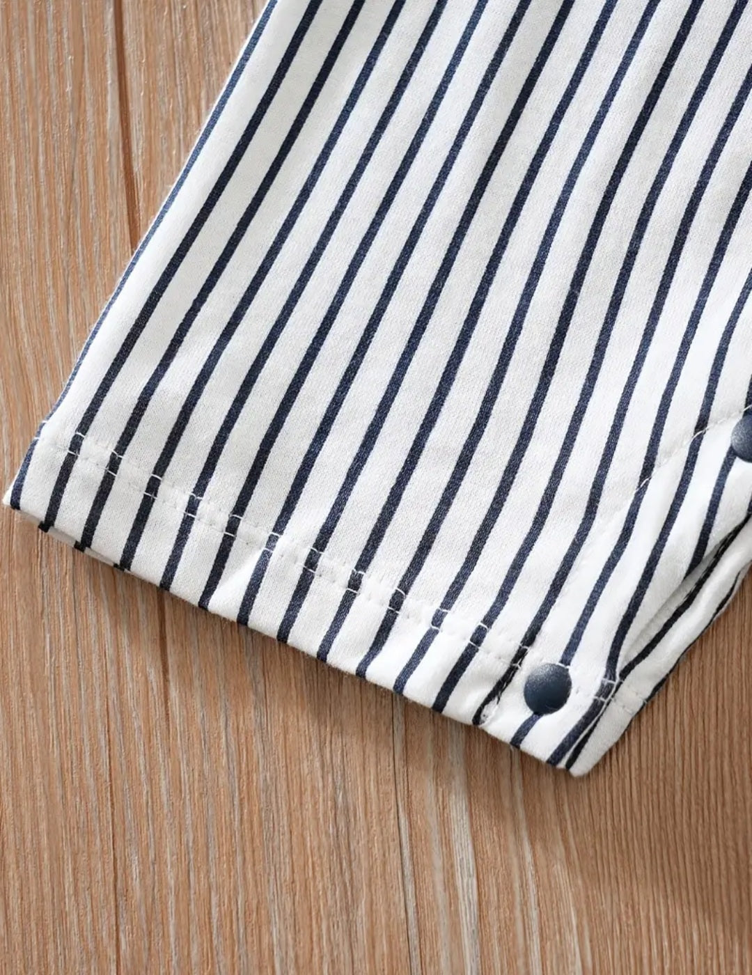 Baby Boys Casual Striped Short Sleeve Lapel Collar Romper Clothes, 100% Cotton