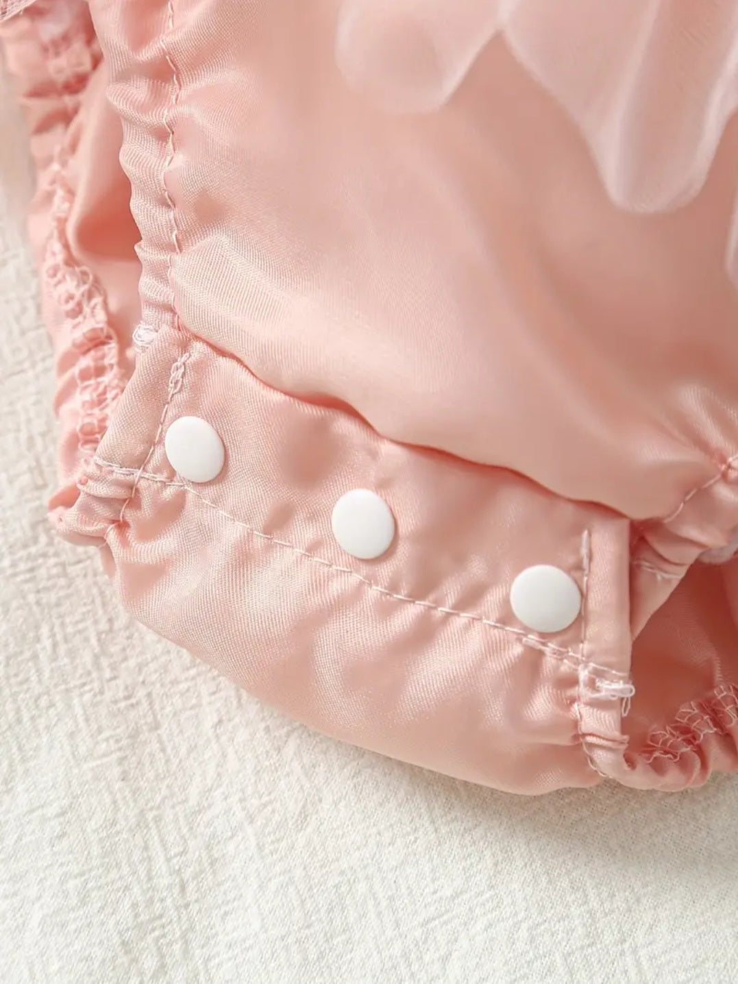 Baby's Elegant Flower Jacquard Princess Triangle Bodysuit, Flower Decor Mesh Splicing Puff Sleeve Romper Dress, Toddler & Infant Girl's Outdoor Onesie For Summer.