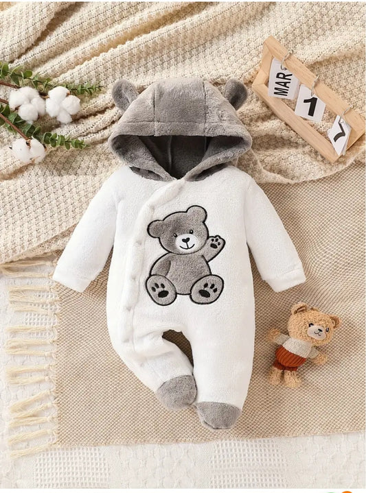 Baby Body Suit with Foot Bag, Newborn Children's Body Suit with Foot Bag, Winter Thickened Plush Warm Underwear 100% Polyster