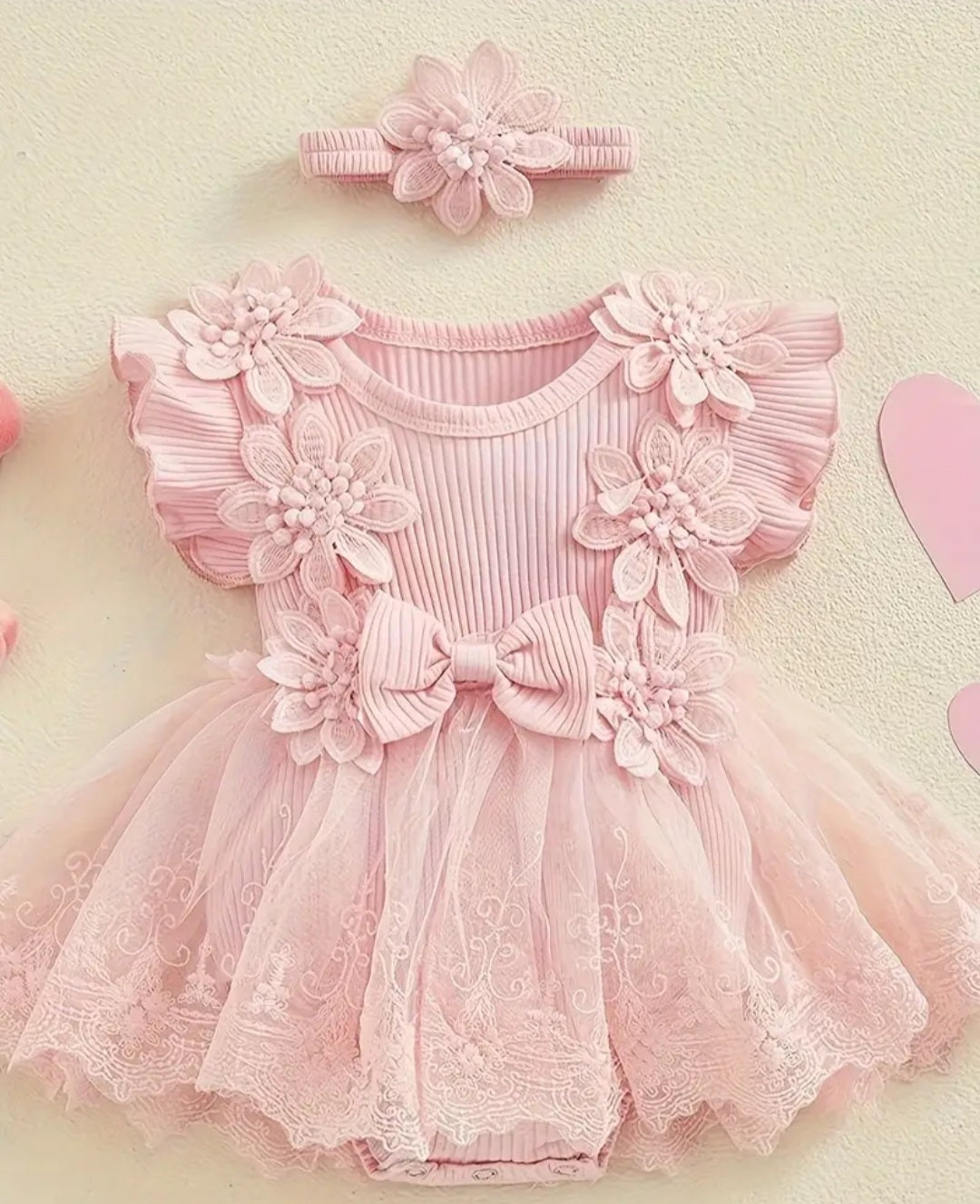 Summer Newborn Baby Girl's Cotton Romper - Lace & Tulle Skirt with Bow Detail, Machine Washable, Triangle Onesie, Crawling Clothes 95% Cotton